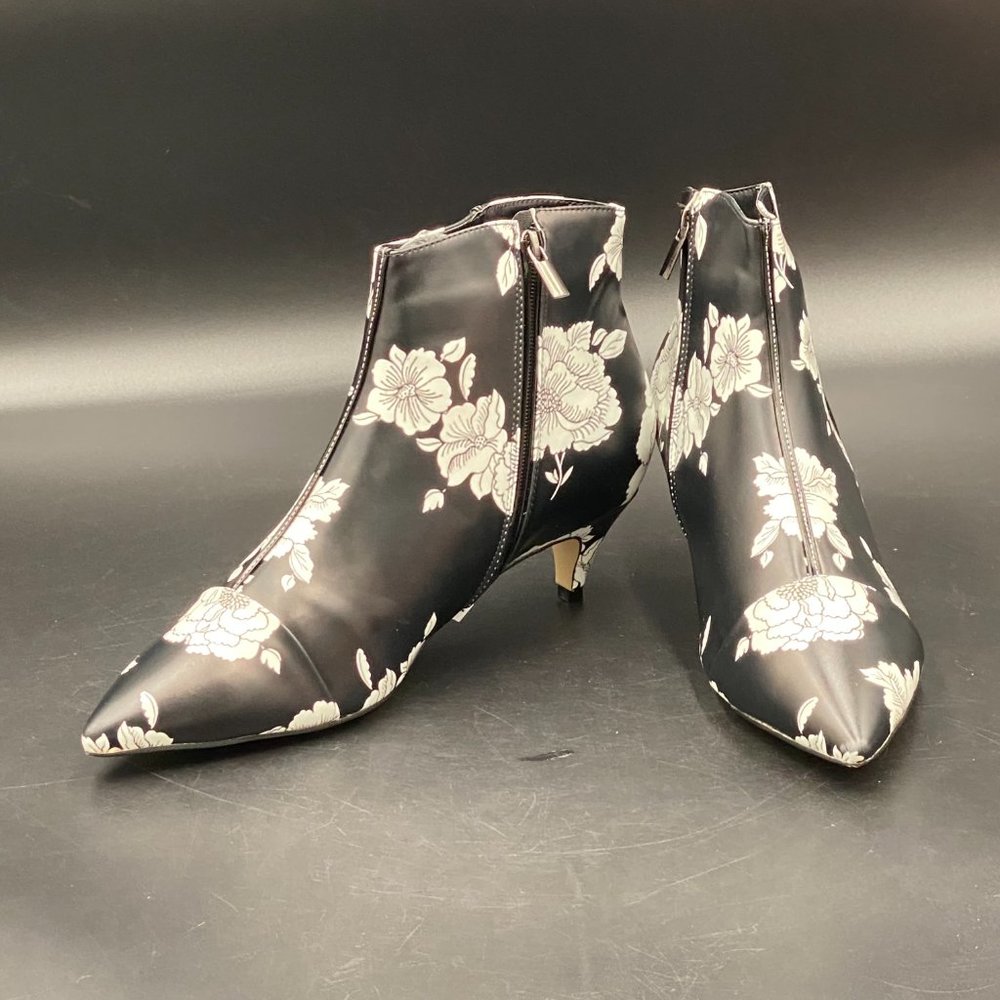 XYD Flower Pointed Toe Side Zippers Low Kitten Heel Ankle Boots.🌸🌸🌸 - Picture 4 of 10